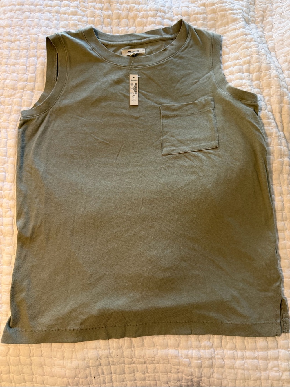 NWT Madewell Olive Tank with Chest Pocket